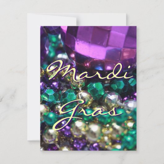 Mardi Gras Bead Jette Des Cartes D'Invitation Pers (Devant)