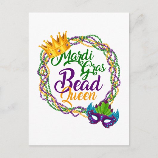 Mardi Gras Bead Queen Fat Dinsdag Briefkaart (Voorkant)