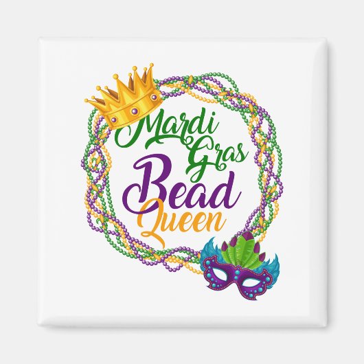 Mardi Gras Bead Queen Fat Dinsdag Magneet (Voorkant)