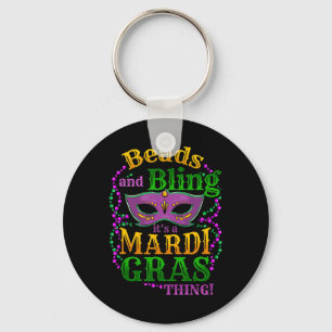 Mardi Gras Beads en Bling Het is een Mardi Gras Di Sleutelhanger