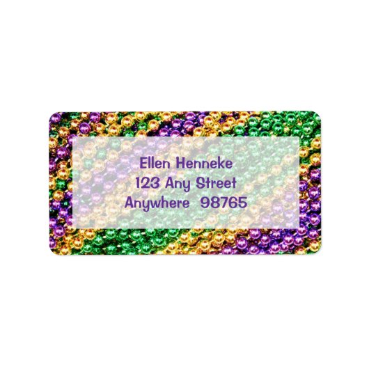 Mardi Gras Beads Etiket (Voorkant)
