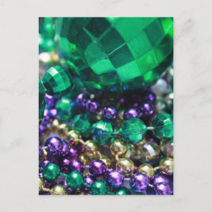 Mardi Gras Beads Green Briefkaart Invitations