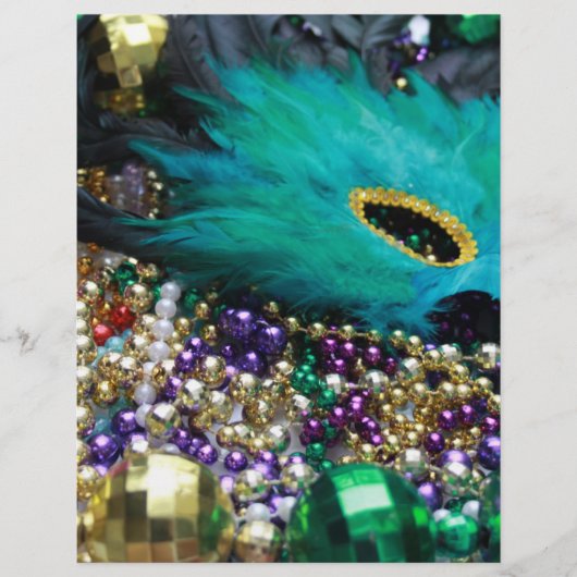 Mardi Gras Beads & Green Feather Mask Flyer (Voorkant)