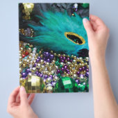 Mardi Gras Beads & Green Feather Mask Flyer (Hand)