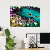 Mardi Gras Beads & Green Mask Poster Art Print (Thuiskantoor)