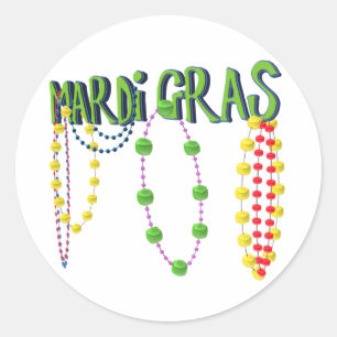 Mardi Gras Beads Ronde Sticker