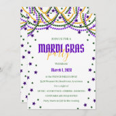 Mardi Gras Beads & Stars Invitation De Fête (Devant / Derrière)