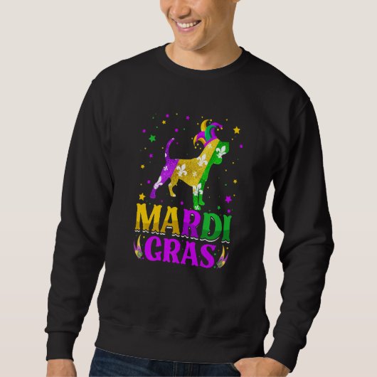 Mardi Gras Beagle Dog Lover Carnival Jester Premiu Trui (Voorkant)