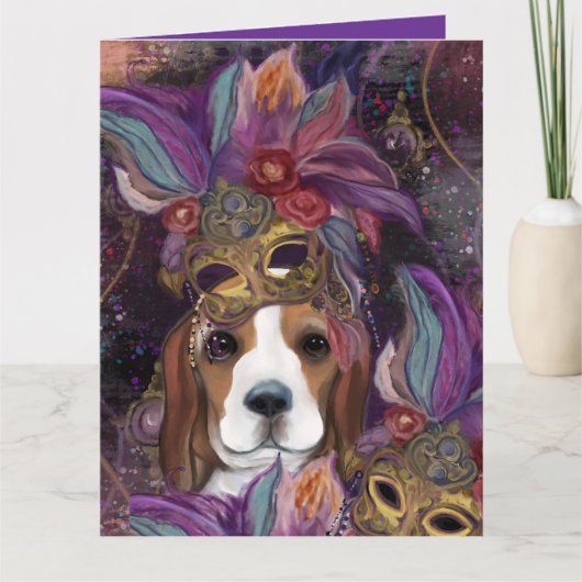 MARDI GRAS BEAGLE KAART (Voorkant)