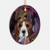 MARDI GRAS BEAGLE KERAMISCH ORNAMENT (Rechts)