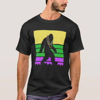 Mardi Gras Bigfoot met kralige sasquatch Silhouett T-shirt