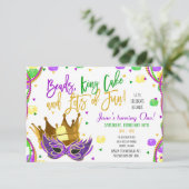 Mardi Gras Birthday Party Invitation Kaart (Staand voorkant)