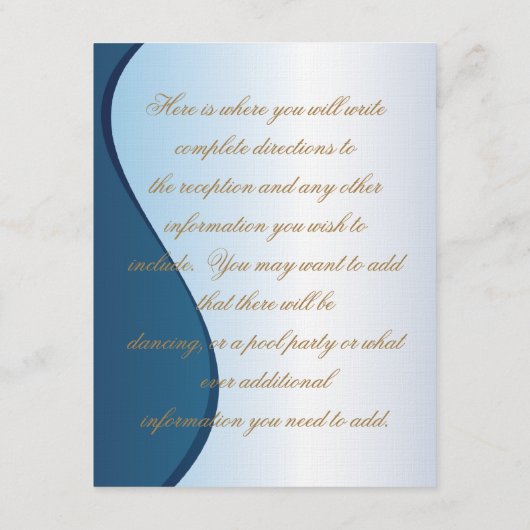 Mardi Gras Bleu Mariage Réception Insertion Carte (Dos)