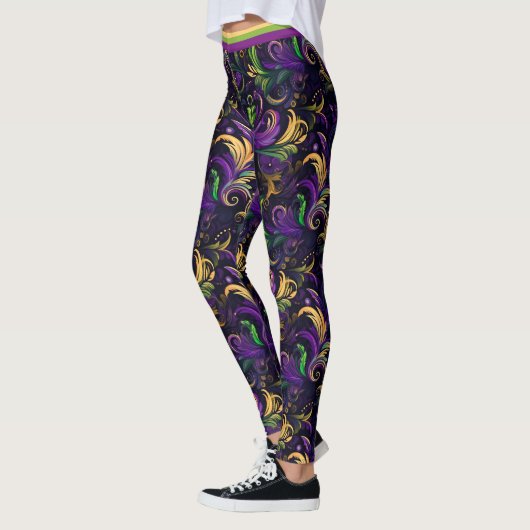 Mardi Gras bloemmotief Leggings (Links)