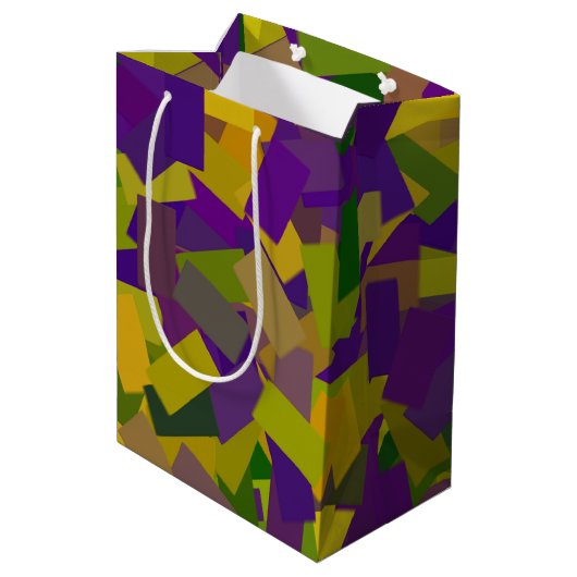 Mardi Gras Blokken Middelgrote Gift Bag Medium Cadeauzakje (Achterkant Gekanteld)