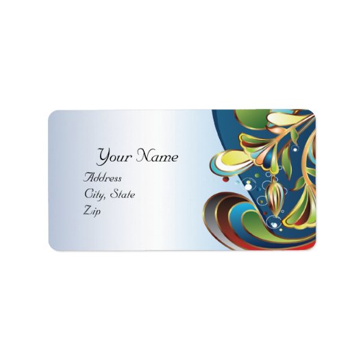 Mardi Gras Blue Wedding Avery Label (Voorkant)