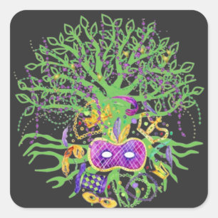 Mardi gras boom vierkante sticker