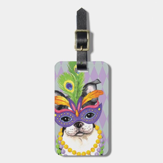 Mardi Gras Boston Terrier Bagagelabel (Voorkant verticaal)