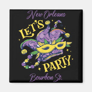 Mardi Gras Bourbon Street New Orleans Souvenir Lou Magneet