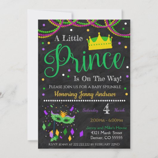 Mardi Gras Boy Baby shower Invitation (Devant)