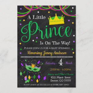 Mardi Gras Boy Baby shower Invitation