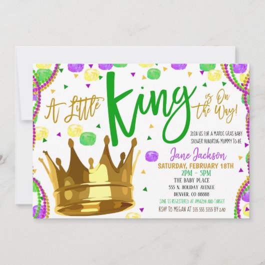 Mardi Gras Boy Baby shower Invitation (Devant)
