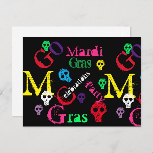 MARDI GRAS BRIEFKAART (Voorkant / Achterkant)