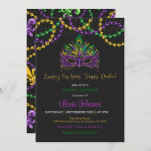 Mardi Gras bruids douche uitnodiging - kralen (Voorkant / Achterkant)