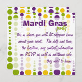 Mardi Gras Bubble Stippen Kaart (Voorkant / Achterkant)