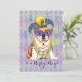 Mardi Gras Bulldog Kaart (Staand voorkant)