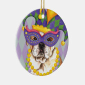 Mardi Gras Bulldog Keramisch Ornament (Rechts)