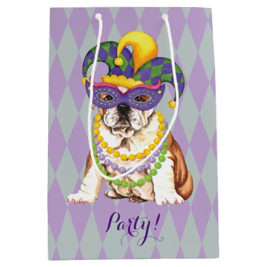 Mardi Gras Bulldog Medium Cadeauzakje (Voorkant)