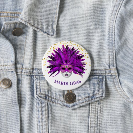 Mardi Gras Button Pin (In situ)