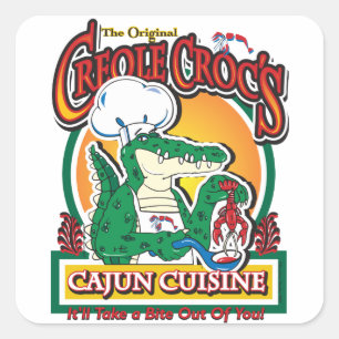 Mardi Gras Cajun Crocodile Vierkante Sticker