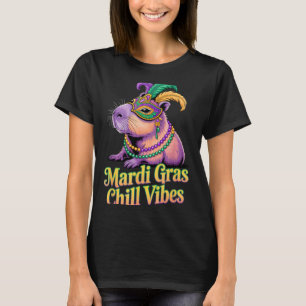 Mardi Gras Capybara Chille Vibes Masquerade Masker T-shirt
