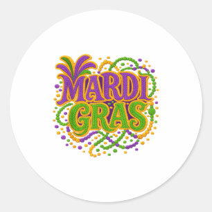 Mardi Gras Carnaval Fat Tuesday Latch Hook Garense Ronde Sticker