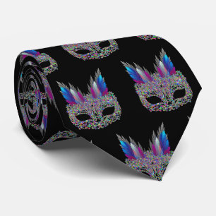Mardi Gras Carnaval Feather Mask NeckTie 2 Stropdas
