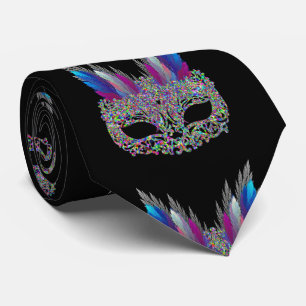 Mardi Gras Carnaval Feather Mask Nekstropdas Stropdas