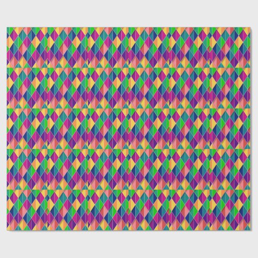 Mardi Gras Carnaval Geel Paarse Groene Diamanten Cadeaupapier (Vlak)