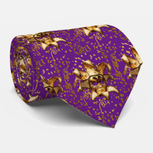Mardi Gras Carnaval Gouden Masker Confetti Paarse Stropdas
