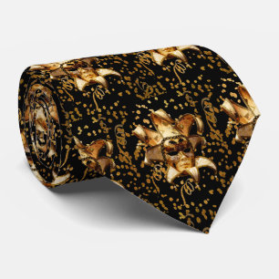 Mardi Gras Carnaval Gouden Masker met Confetti Zwa Stropdas
