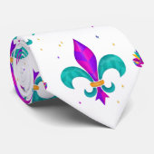 Mardi Gras Carnaval Green & Paarse Masquerade Fun Stropdas (Opgerold)