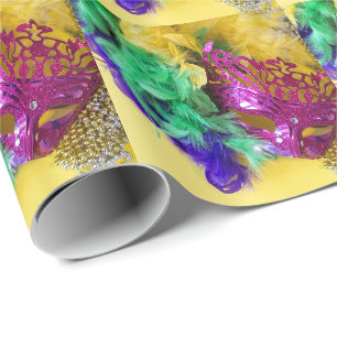 Mardi Gras Carnaval Masker Veer Boa Kralen Cadeaupapier