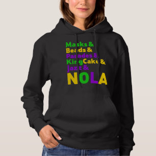 Mardi Gras Carnaval Maskers Kralen Jazz Parade Kin Hoodie
