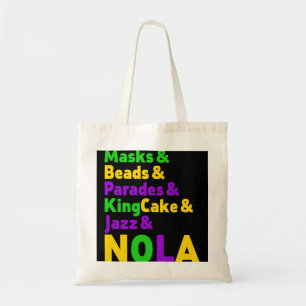 Mardi Gras Carnaval Maskers Kralen Jazz Parade Kin Tote Bag