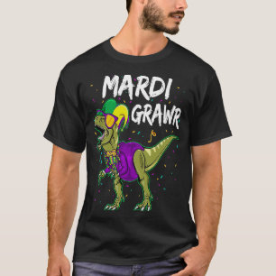 Mardi Gras Carnaval Rex Dinosaurus Grawr kostuum T-shirt