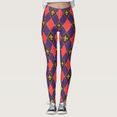 Mardi Gras Carnival Fleur de Lis Diamond Decor Leggings (Voorkant)