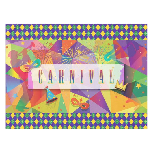 Mardi Gras Carnival Fleur de Lis Diamond Decor Tafelkleed (Voorkant (Horizontaal))