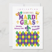 Mardi Gras Carnival Fleur de Lis Diamond Harlequin Kaart (Voorkant)