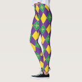 Mardi Gras Carnival Fleur de Lis Diamond Harlequin Leggings (Links)